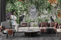 Jungle Face Wallpaper : Sketch Portrait With Tropical Leaves Mural