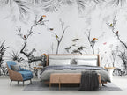 Black And White Jungle Wallpaper : Lemur And Toucan Ink Mural - View 5