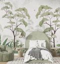 Green Tree Canopy Wallpaper : Watercolor Forest Arch Mural