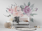 Watercolor Rose Wallpaper : Pastel Pink And Lilac Bouquet Mural - View 3