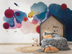 Watercolor Planet Wallpaper : Colourful Space Kids Mural - View 5