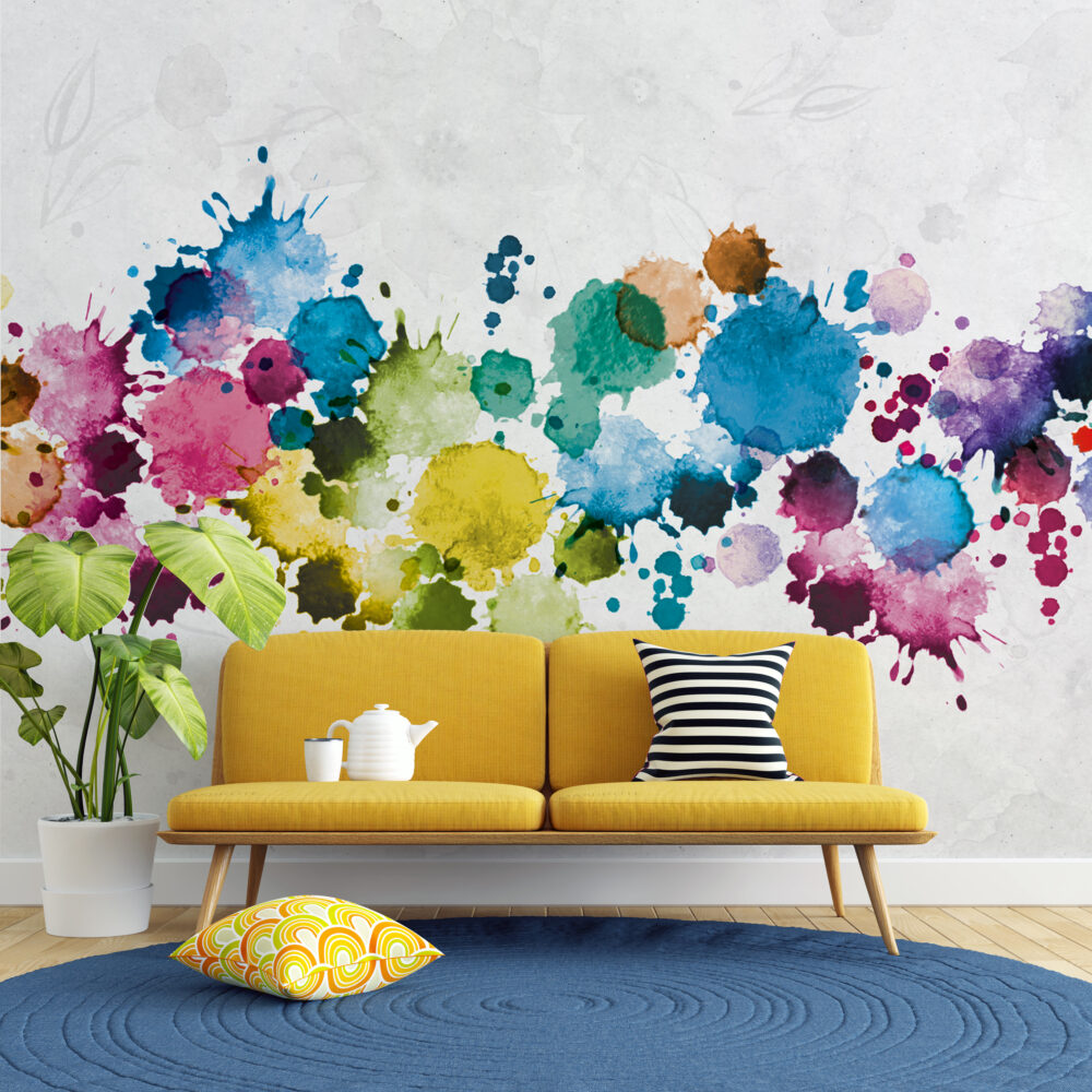 Paint Splash Wallpaper : Colourful Watercolor Splatter Mural - View 6