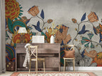 Folk Art Floral Wallpaper : Bold Stylized Flowers Mural - View 6