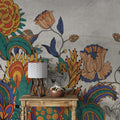 Folk Art Floral Wallpaper : Bold Stylized Flowers Mural