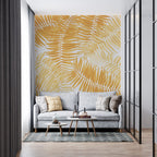 Golden Palm Leaf Wallpaper : Yellow Tropical Fronds Mural - View 3