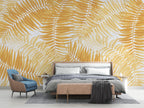 Golden Palm Leaf Wallpaper : Yellow Tropical Fronds Mural - View 5
