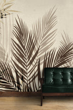 Brown Palm Leaf Wallpaper : Neutral Tropical Fronds Mural - View 4
