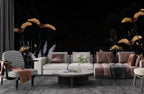 Black Gold Leaf Wallpaper : Dark Botanical Border Mural - View 5