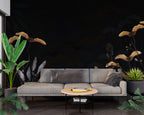 Black Gold Leaf Wallpaper : Dark Botanical Border Mural - View 3
