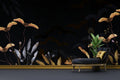 Black Gold Leaf Wallpaper : Dark Botanical Border Mural