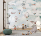 Hot Air Balloon Wallpaper : Pastel Sky Kids Mural - View 6