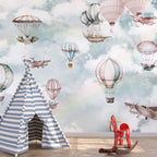 Hot Air Balloon Wallpaper : Pastel Sky Kids Mural - View 3