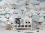 Hot Air Balloon Wallpaper : Pastel Sky Kids Mural - View 5