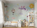 Fairy Tale Dragon Wallpaper : Pastel Rainbow Castle Kids Mural - View 6