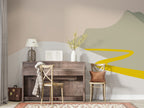 Boho Mountain Wallpaper : Minimal Sage And Yellow Hills Mural - View 5