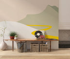 Boho Mountain Wallpaper : Minimal Sage And Yellow Hills Mural - View 6