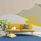 Boho Mountain Wallpaper : Minimal Sage And Yellow Hills Mural - View 4