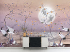Moonlight Crane Wallpaper : Lilac Chinoiserie Blossom Mural - View 4