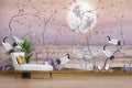 Moonlight Crane Wallpaper : Lilac Chinoiserie Blossom Mural