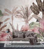 Terracotta Palm Wallpaper : Warm Tropical Jungle Mural - View 6