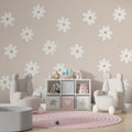 White Daisy Wallpaper : Simple Flowers On Beige Pattern
