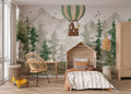 Balloon Forest Wallpaper : Watercolor Pine Trees Kids Mural