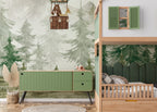 Balloon Forest Wallpaper : Watercolor Pine Trees Kids Mural - View 4