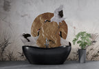 Gold Sun Crane Wallpaper : Japanese Bird And Gold Leaf Mural - View 4