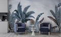 Teal Palm Wallpaper : Moody Tropical Fronds Mural