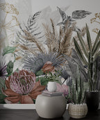 Tropical Flower Wallpaper : Purple Passionflower And Leaves Mural - View 6