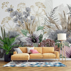 Tropical Flower Wallpaper : Purple Passionflower And Leaves Mural - View 4