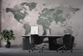 Green World Map Wallpaper : Vintage Detailed Atlas Mural