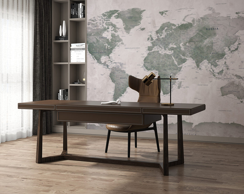 Green World Map Wallpaper : Vintage Detailed Atlas Mural - View 6