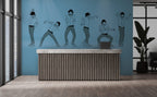 Dancing Men Wallpaper : Line Art On Blue Mural - View 3