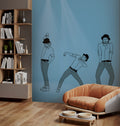 Dancing Men Wallpaper : Line Art On Blue Mural