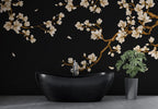 Black Magnolia Wallpaper : Cream Blossoms On Dark Mural - View 5