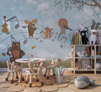 Musical Animals Wallpaper : Fox And Lion Music Notes Kids Mural - View 5