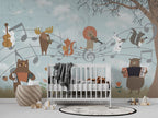 Musical Animals Wallpaper : Fox And Lion Music Notes Kids Mural - View 6