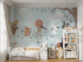 Musical Animals Wallpaper : Fox And Lion Music Notes Kids Mural