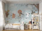 Musical Animals Wallpaper : Fox And Lion Music Notes Kids Mural