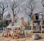 Woodland Animals Wallpaper : Fox And Deer Forest Nursery Mural - View 3