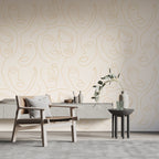 Cream Line Face Wallpaper : Gold One Line Portraits Pattern - View 3
