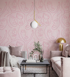 Pink Line Face Wallpaper : One Line Portraits Pattern - View 3