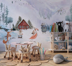 Winter Animals Wallpaper : Snowy Forest Kids Mural