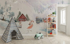 Winter Animals Wallpaper : Snowy Forest Kids Mural - View 3