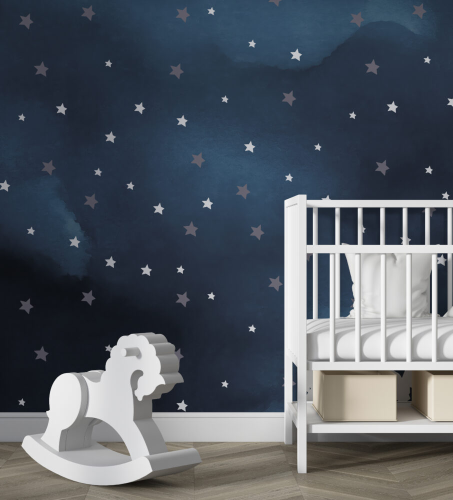 Navy Star Wallpaper : Night Sky Kids Pattern - View 6