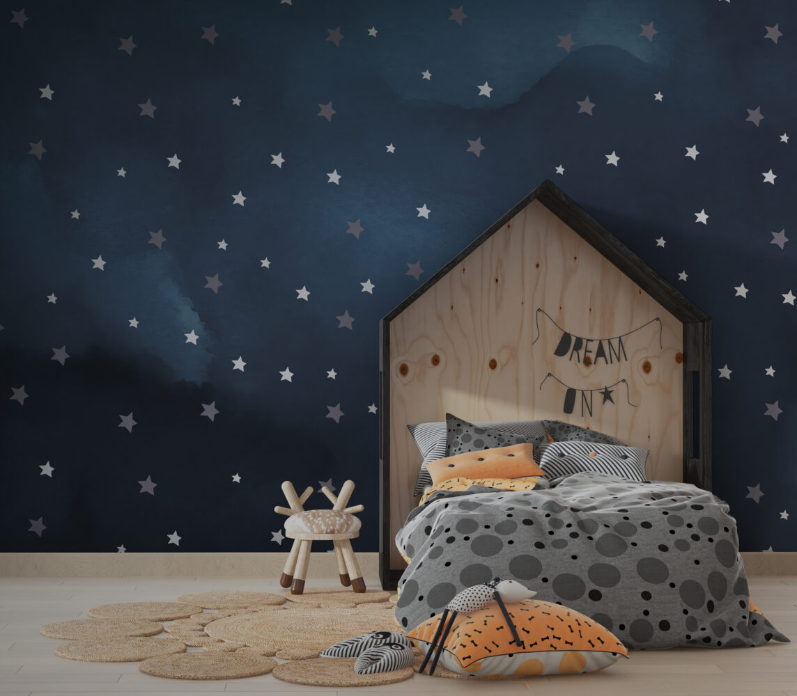 Navy Star Wallpaper : Night Sky Kids Pattern - View 4