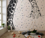 Giraffe Polka Dot Wallpaper : Black And White Animal Kids Mural