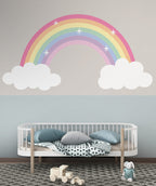 Pastel Rainbow Wallpaper : Clouds And Rainbow Kids Mural - View 4