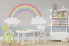 Pastel Rainbow Wallpaper : Clouds And Rainbow Kids Mural
